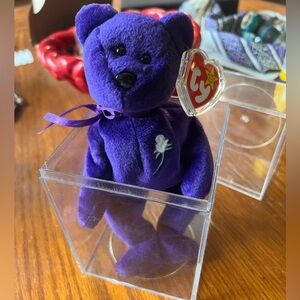 Ty Purple Bear with Rose Embroidery